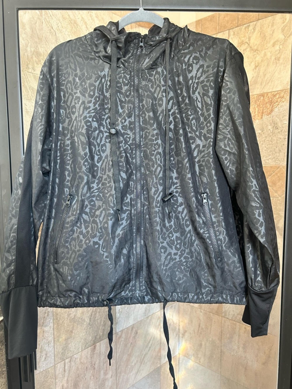 Zyia Active Leopard Bomber Jacket Lightweight Black Women’s Size Large